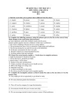 Đề kiểm tra 1 tiết HK2 môn Tiếng Anh lớp 10 năm 2019-2020 - Đề 2 (có đáp án)
