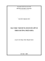 Luận văn thạc sĩ dạy học nội dung hàm số lớp 10 theo hướng phân hóa 