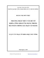 Phương pháp thủy vân dễ vỡ khóa công khai ứng dụng trong bài toán chống giả mạo văn bằng 