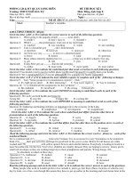 Đề thi học kì 1 môn tiếng anh lớp 8 trường THCS Ngô Gia Tự, phòng GD&ĐT Long Biên, Hà Nội 2019-2020 - Mã đề 1B - Học Toàn Tập