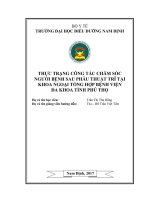 Thực trạng công tác chăm sóc người bệnh sau phẫu thuật trĩ tại khoa ngoại tổng hợp bệnh viện đa khoa tỉnh phú thọ 