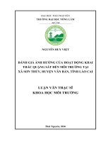 Đánh giá ảnh hưởng của hoạt động khai thác quặng sắt đến môi trường tại xã sơn thủy huyện văn bàn tỉnh lào cai 