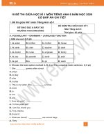 10 đề thi giữa HK1 môn Tiếng Anh 6 năm 2020 có đáp án