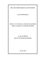 Luận án tiến sĩ công tác tư tưởng của thành uỷ hải phòng hiện nay theo tư tưởng hồ chí minh