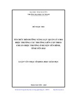 Tổ chức bồi dưỡng năng lực quản lý cho hiệu trưởng các trường liên cấp theo chuẩn hiệu trưởng ở huyện Yên Bình tỉnh Yên Bái