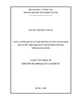 Tăng cường quản lý chi thường xuyên ngân sách nhà nước trên địa bàn thành phố uông bí, tỉnh quảng ninh 