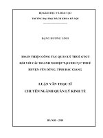 Hoàn thiện công tác quản lý thuế gtgt đối với các doanh nghiệp tại chi cục thuế huyện yên dũng, tỉnh bắc giang 