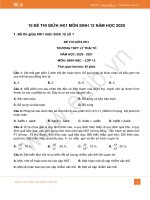 10 đề thi giữa Học kì 1 môn Sinh lớp 12 năm 2020 có đáp án