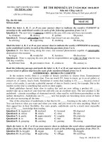 Đề thi thử THPT Quốc Gia 2019 Tiếng Anh Chuyên Bắc Ninh lần 2 - Mã đề 102 - Học Toàn Tập