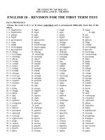 ĐỀ CƯƠNG ÔN TẬP CUỐI KÌ I TIẾNG ANH 10