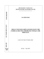 Thuật toán bầy kiến giải bài toán vrp (cehicle routing problem) với hạn chế thời gian 