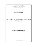 Di tích lịch sử văn hóa ở huyện Hữu Lũng tỉnh Lạng Sơn