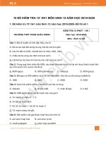 10 đề kiểm tra 15 phút Học kì 1 môn Sinh lớp 12 năm 2019 có đáp án