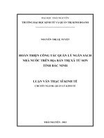 Hoàn thiện công tác quản lý ngân sách nhà nước trên địa bàn thị xã từ sơn tỉnh bắc ninh 