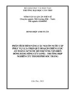Phân tích tiềm năng các nguồn nước cấp phục vụ lựa chọn quy hoạch chiến lược an toàn cấp nước đô thị vùng ven biển đồng bằng sông cửu long trường hợp nghiên cứu thành phố sóc trăng tt 