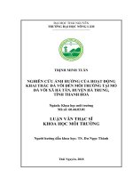 Nghiên cứu ảnh hưởng của hoạt động khai thác đá vôi đến môi trường tại mỏ đá vôi xã Hà Tân huyện Hà Trung tỉnh Thanh Hóa