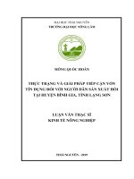 Thực trạng và giải pháp tiếp cận vốn tín dụng đối với người dân sản xuất hồi tại huyện bình gia tỉnh lạng sơn 