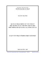 Quản lý hoạt động tư vấn tâm lý học đường ở các trường trung học phổ thông huyện si ma cai tỉnh lào cai 