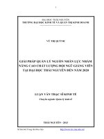 Giải pháp quản lý nguồn nhân lực nhằm nâng cao chất lượng đội ngũ giảng viên tại đại học thái nguyên đến năm 2020 