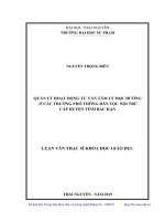 Quản lý hoạt động tư vấn tâm lý học đường ở các trường phổ thông dân tộc nội trú cấp huyện tỉnh Bắc Kạn