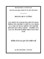 Tóm tắt luận án Tiến sĩ Kế toán: Các nhân tố ảnh hưởng đến sử dụng thông tin chi phí và những tác động của việc sử dụng thông tin chi phí đến kết quả hoạt động - Nghiên cứu tại
