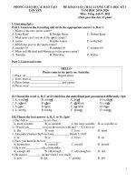 Đề khảo sát tiếng anh 8 (HH)