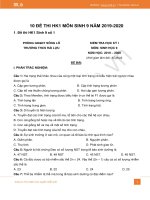 10 đề thi Học kì 1 môn Sinh lớp 9 năm 2019 có đáp án