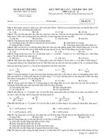 Đề thi KSCL THPT quốc gia môn Vật lí trường Lê Xoay, Vĩnh Phúc lần 2 mã đề 275 - Học Toàn Tập