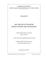 Đặc trưng của âm thanh trong cơ sở dữ liệu âm thanh số 