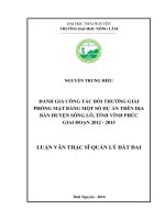 Đánh giá công tác bồi thường giải phóng mặt bằng một số dự án trên địa bàn huyện sông lô tỉnh vĩnh phúc giai đoạn 2012  2015 