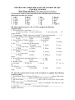 Đề luyện tập học sinh giỏi môn tiếng anh lớp 6 - Đề số 32 - Học Toàn Tập