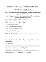 Bài ôn tập ở nhà Môn Toán, Tiếng Việt dành cho học sinh lớp 4