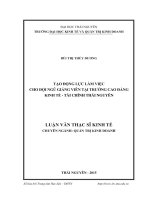 Tạo động lực làm việc cho đội ngũ giảng viên tại trường cao đẳng kinh tế tài chính thái nguyên 