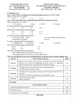 Hướng dẫn chấm môn Tiếng anh 8 - hệ 7 năm (HK1, năm học 2020-2021)