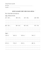 ĐỀ ÔN TẬP KIẾN THỨC MÔN TOÁN LỚP 3