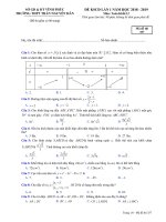 Đề thi thử THPT Quốc Gia 2019 môn Toán trường Trần Nguyên Hãn, Vĩnh Phúc lần 1 mã đề 357 - Học Toàn Tập