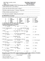 Đề khảo sát chất lượng kì I năm học 2012-2013 môn Tiếng Anh 8