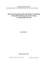 Một số phương pháp phân cụm dữ liệu và ứng dụng trong phân tích lương của cán bộ trường cao đẳng nghề hà nam 