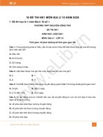 10 đề thi Học kì 1 môn Địa lớp 10 năm 2020 có đáp án