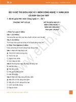 10 Đề thi giữa Học kì 1 môn Công nghệ 11 năm 2020 có đáp án