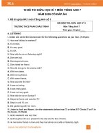 10 đề thi giữa HK1 môn Tiếng Anh 7 năm 2020 có đáp án