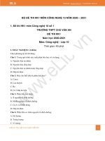 10 Đề thi học kì 1 môn Công nghệ lớp 10 năm 2020 có đáp án