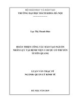 Hoàn thiện công tác đào tạo nguồn nhân lực tại bệnh viện y dược cổ truyền tuyên quang 