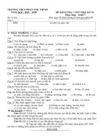 Đề kiểm tra 1 tiết HK2 môn Sinh lớp 7 năm 2019-2020 - THCS Phan Chu Trinh (có đáp án)