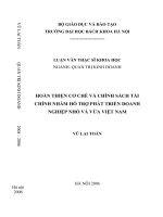 Hoàn thiện cơ chế và chính sách tài chính nhằm hỗ trợ phát triển doanh nghiệp nhỏ và vừa việt nam 