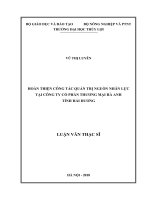 (Luận văn thạc sĩ) Hoàn thiện công tác quản trị nguồn nhân lực tại công ty cổ phần thương mại Hà Anh tỉnh Hải Dương