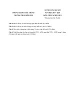 Đề thi giữa HK2 môn Công nghệ lớp 8 năm 2019-2020 có đáp án - THCS Biên Giới