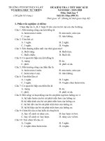 Đề kiểm tra 1 tiết HK2 môn Sinh lớp 7 năm 2019-2020 - PTDTBTTHCS Nà Hỳ (có đáp án)
