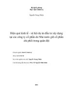 Hiệu quả kinh tế  xã hội dự án đầu tư xây dựng tại các công ty cổ phần do Nhà nước giữ cổ phần chi phối trong quân đội