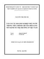 Tái cơ cấu doanh nghiệp nhà nước trong tiến trình chuyển đổi sang nền kinh tế thị trường tại việt nam tt 